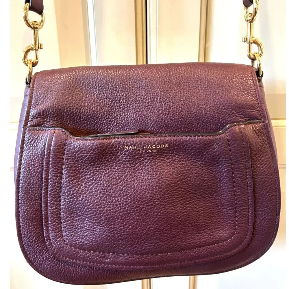 Marc Jacobs Plum Pebbled Leather Empire City Crossbody Bag - EUC - Picture 2 of 8
